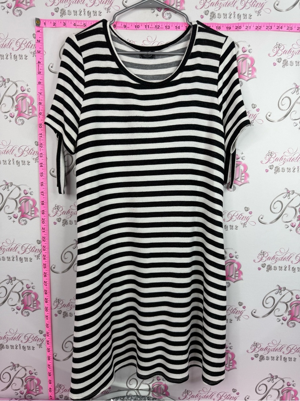 Spotted Gecko dress or long top Black & White Striped Top
